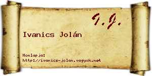 Ivanics Jolán névjegykártya
