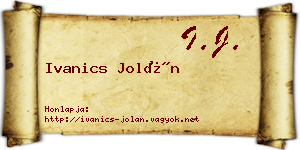Ivanics Jolán névjegykártya